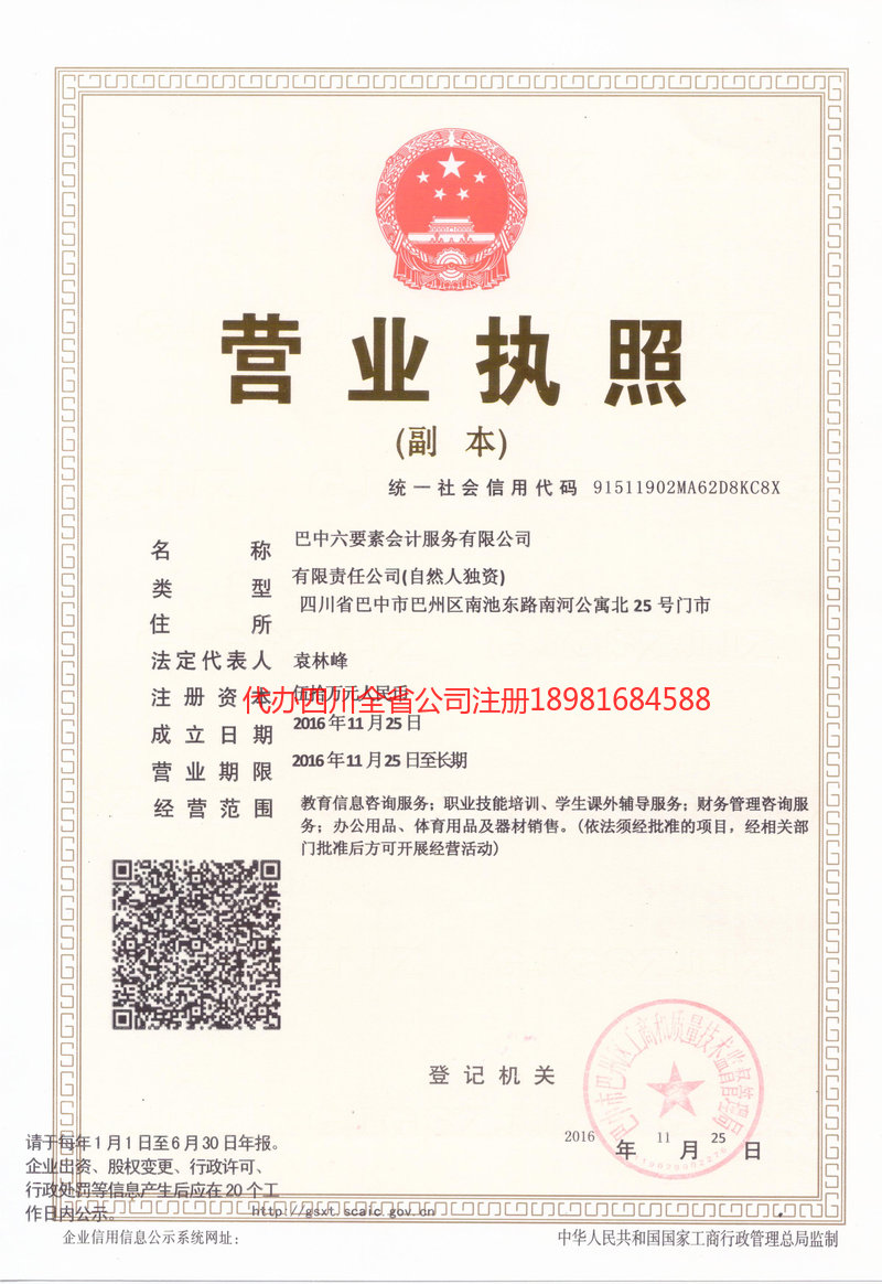 天长天长六要素会计服务有限公司