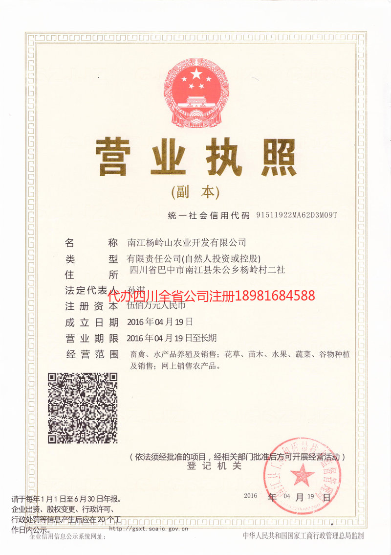 天长天长杨岭山农业开发有限公司